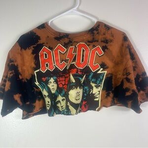Tie Dye AC/DC cropped Band Tee